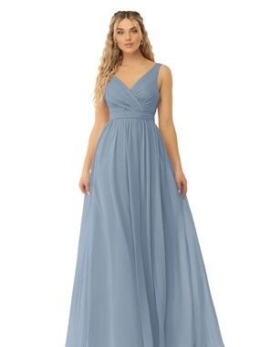 Azazie Dusty Blue V-Neck Chiffon Maxi Dress SIZE 26 NWT